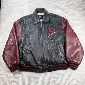Karl Kani Leather Varsity Jacket Men's 1X Black Red Urban 90s Hip Hop Grail VTG